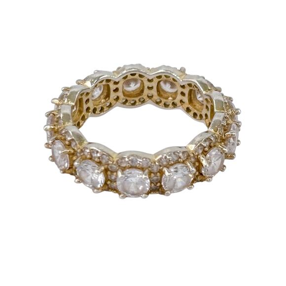 Gold-Tone Cubic Zirconia Eternity Wedding Band | Sterling Silver 925 | Size 7 - Picture 4 of 9